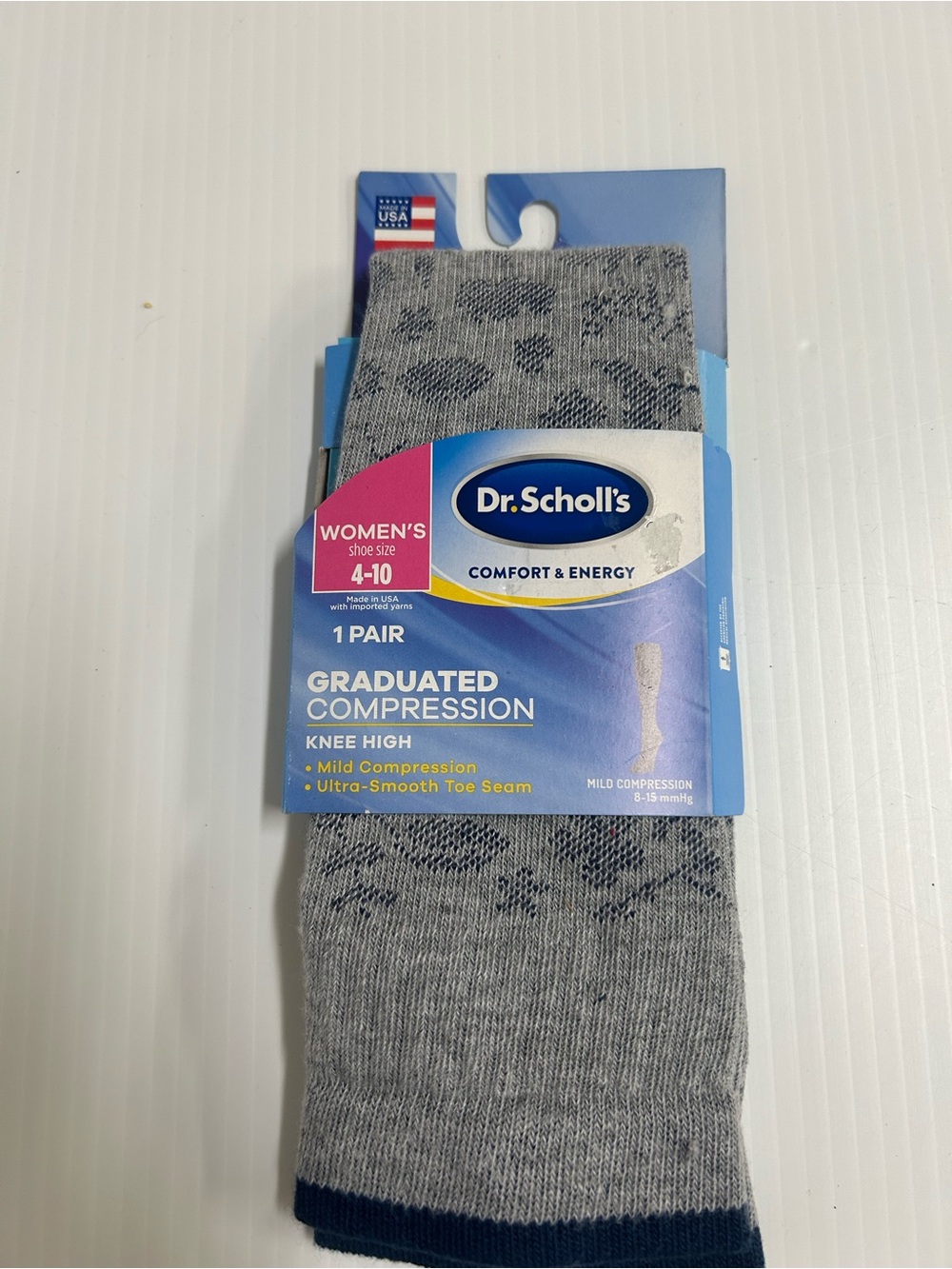 Dr Scholl's Graduated Compression Socks Women 4-10 Compression 1 Pair Gray NWT